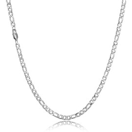HSWYFCJY Silver/Golden/Black Figaro Chain Men's Chain Necklace Stainless Steel Men's Chains Jewellery Necklace for Men Gift 18/20/22/24/26 Inches, Stainless Steel, No Gemstone