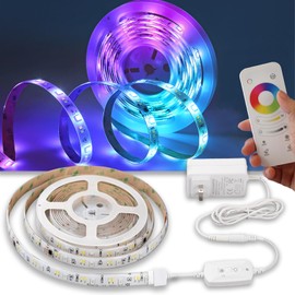 Smart IC RGB CCT LED Strip Lights for Bedroom with Warm White and Cool White 16.4ft, Multiple Colors on One Line, 2700K~6000K Adjustable,Remote Control Color Changing LED Strip Lighting for Home Decor