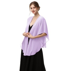 Hotshawl Womens Chiffon Shawls and Wraps, Wedding Party Shawl Scarf for Evening Dresses (Lilac)