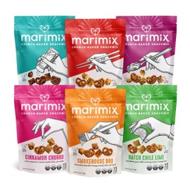 Marimix Snack Mix | 6 Pack Variety | Crunch Baked Sweet & Salty Savory Plant Based Naturally Gluten Free Whole Grain Fiber Charcuterie Pretzel Trail Party Mix | No Artificial Ingredients
