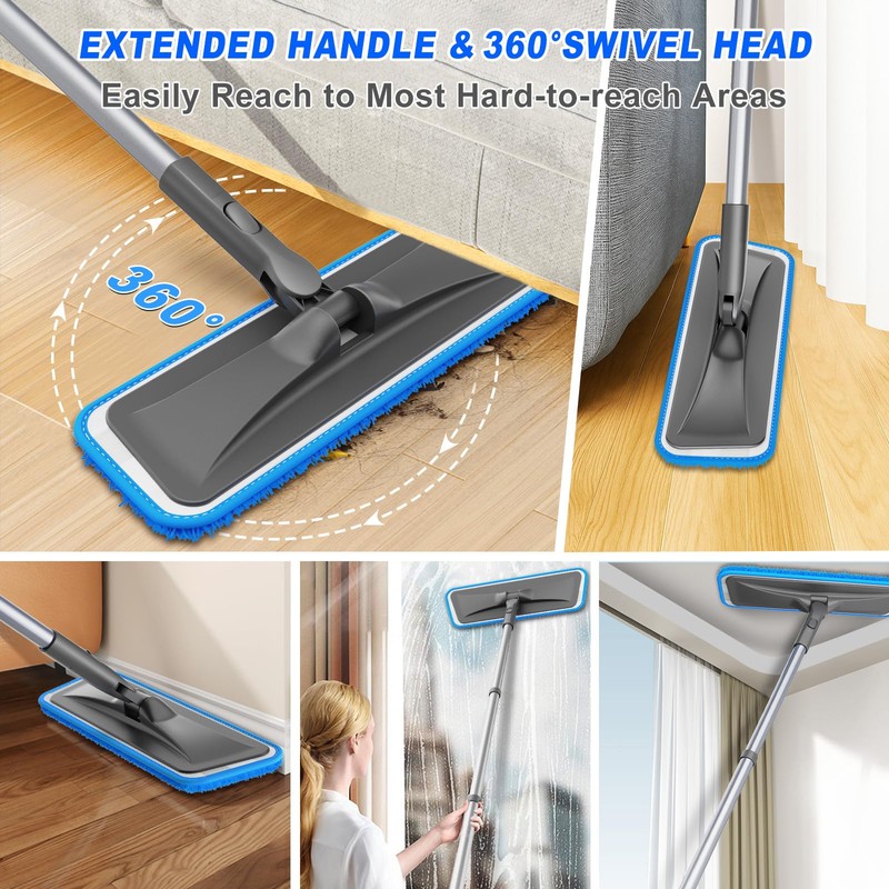 Microfiber Mops for Hardwood Floor Cleaning - BPAWA Flat Floor