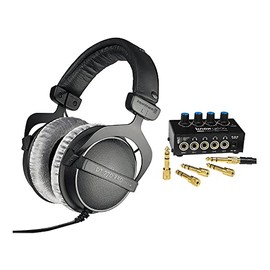 Beyerdynamic DT 770 PRO Headphones (250 Ohm) with Knox Gear Compact 4-Channel Stereo Headphone Amplifier Bundle (2 Items)