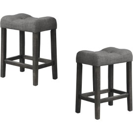 Pemberly Row Modern 24" Wood Counter Stool in Charcoal (Set of 2)