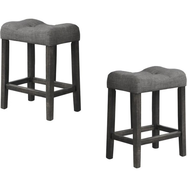 Pemberly Row Modern 24" Wood Counter Stool in Charcoal (Set