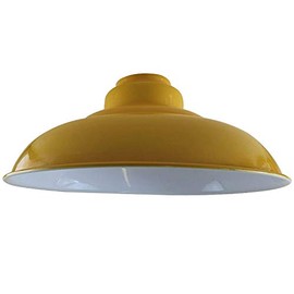 LEDSone Industrial Pendant Ceiling Light Shade, Retro Kitchen Pendant Ceiling Lights Vintage Metal Loft Bar Hanging Chandelier Lighting Rustic Pendant Lamp Shade (Yellow- Semi Curvy)