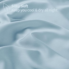 2 Pack Bamboo Viscose Cooling Fitted Sheet Twin Size Only, 400 Thread Count, 16" Deep Pocket Cooling Bottom Sheets for Hot Sleeper, Silky Soft Breathable (Twin, Sky Blue