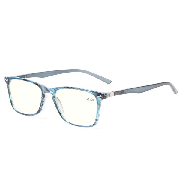 JOSCHOO Gafas De Lectura Para Ordenador Lectores Con Bloqueo De Luz Gafas De Lectura Para Hombres Y Mujeres (Stripe, 0) 2 Azul