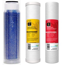 CFS – Reverse Osmosis Deionization 10" Replacement Filter Kit Includes Sediment, Carbon, Color Indicating DI Cartridges Compatible with Aquatic Life – Removes Bad Taste (Filter Kit)