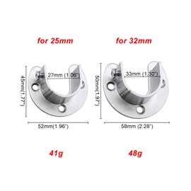 LIKERAINY Stainless Steel Round Tube Bracket for Cupboard Rail 32 mm U-Shape Wardrobe Rail Holder Clothes Rail Rod Holder Tie Rod End Bracket with Screws Pack of 10