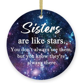 Sisters Christmas Ornaments, 3" Sister Gifts from Brother Ceramic Christmas Decorations Christmas Ornament Gifts for Sister