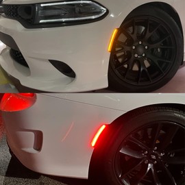 Mynoway 4PCS Front + Rear LED Side Marker Light Replacement for Charger 2015 – 2023, Smoked Lens Side Fender Parking Position Lamp Assembly, Replace OE 68214404AA, 68214405AA, 68214126AA, 68214127AA