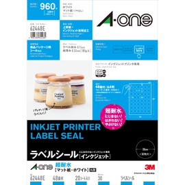 A-One 62448E Inkjet Super Water Resistant Matte Paper, 48 Sides, Round, 20 Sheets