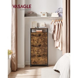 VASAGLE Shoe Cabinet with 3 Flip Doors, Storage Rack with Open Compartment, Internal Dividers, for 15-18 Pairs of Shoes, 23.6 x 11.8 x 51.2 Inches, Rustic Brown and Black ULBS101B01