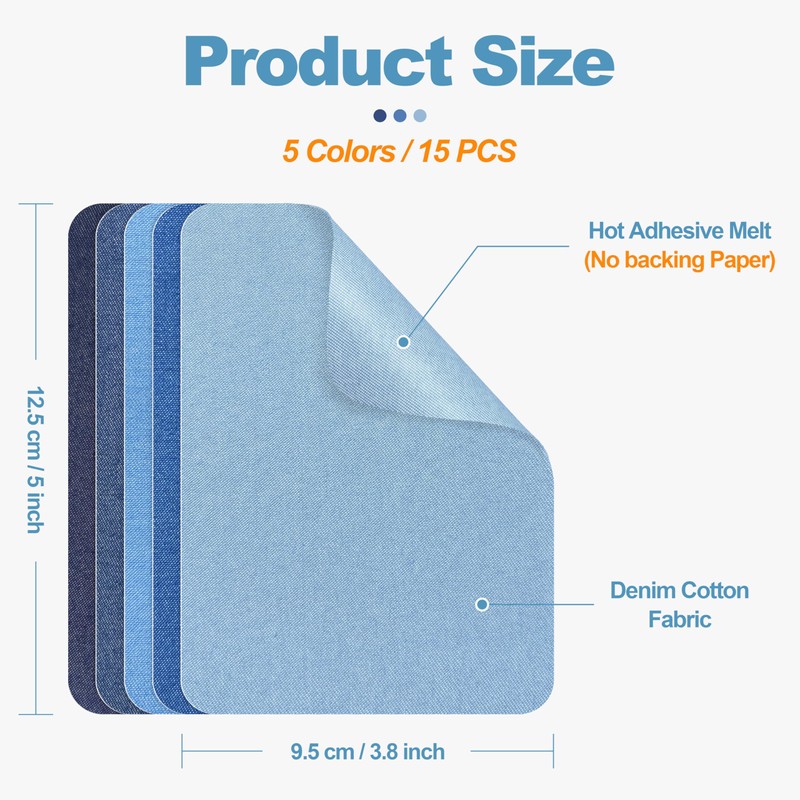 Iron on Patches for Jeans Kit, 15PCS Patches for Jeans,