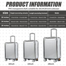 BAIFULAI Pack of 3 Transparent Suitcase Protective Cases: PVC Waterproof Suitcase Cover with Black Border, Dustproof, Scratch Protection, Suitcase Protective Cover, Reusable Suitcase Cover for Travel