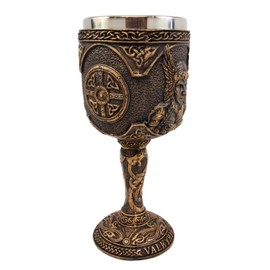 Atlantic Collectibles Norse Mythology Viking Spirit Goddess Valkyrie 7oz Resin Wine Goblet Chalice With Stainless Steel Liner