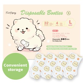 Furrtripsy Disposable Dog Booties for Dog Cats,32Pcs Pet Booties Waterproof and Breathable with Adjustable Bandage,Paw Socks Protector for Small Medium Large Dogs(L,Paw Width:2.57~3.15in)