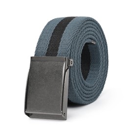 Canvas Web Belt | Cut to Fit Up to 52" | Flip-Top Matte Silver Nickel Buckle (Dark Gray Black)