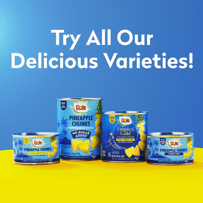 Dole Pineapple Chunks in Water with No Sugar Added -