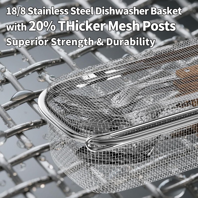 Dishwasher Basket,18/8 Stainless Steel Dishwasher Basket for Small Item,Replacement Fine