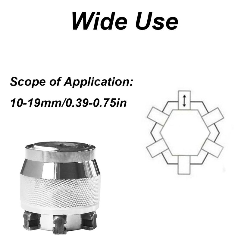 Schraubenschlüsselhülsen-Konverter, 10–19 mm, verstellbar, Universal-Steckschlüssel-Hülsen-Konverter, Schraubenschlüsselhülse, Elektro-Handwerkzeug für 3/8-Zoll-Antriebsschlüssel