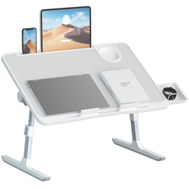 Lap Desk for Bed, Folding Laptop Stand for Bed Table, Adjustable Portable Laptop Bed Tray Desk with Storage Drawer Bookstand Cup Holder for Eating, Working, Writing in Sofa Couch Floor
