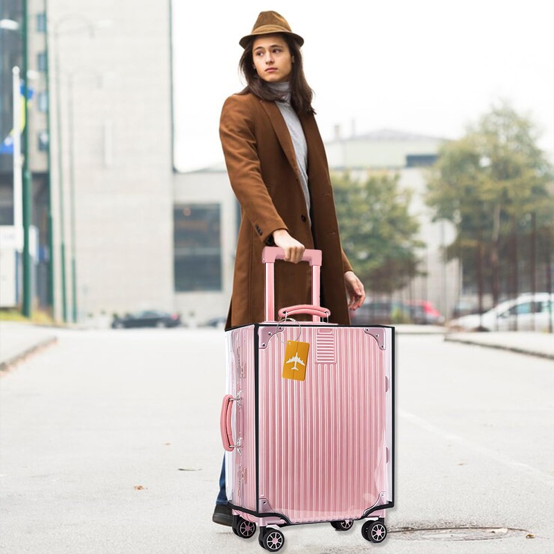 TOKSEO PVC Suitcase Cover Transparent Blue, blue, simple