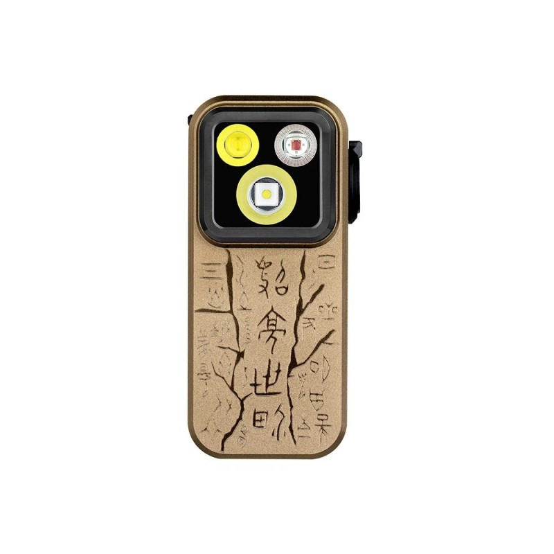Olight Oclip Pro Ancient Script Flashlight, Flood/Spot/Red Light, 500 Lumens