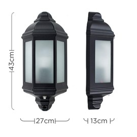 MiniSun Traditional Black Aluminium Outdoor Garden Porch Wall Mounted Flush IP44 Rated Lantern - Complete with a Dusk to Dawn Sensor