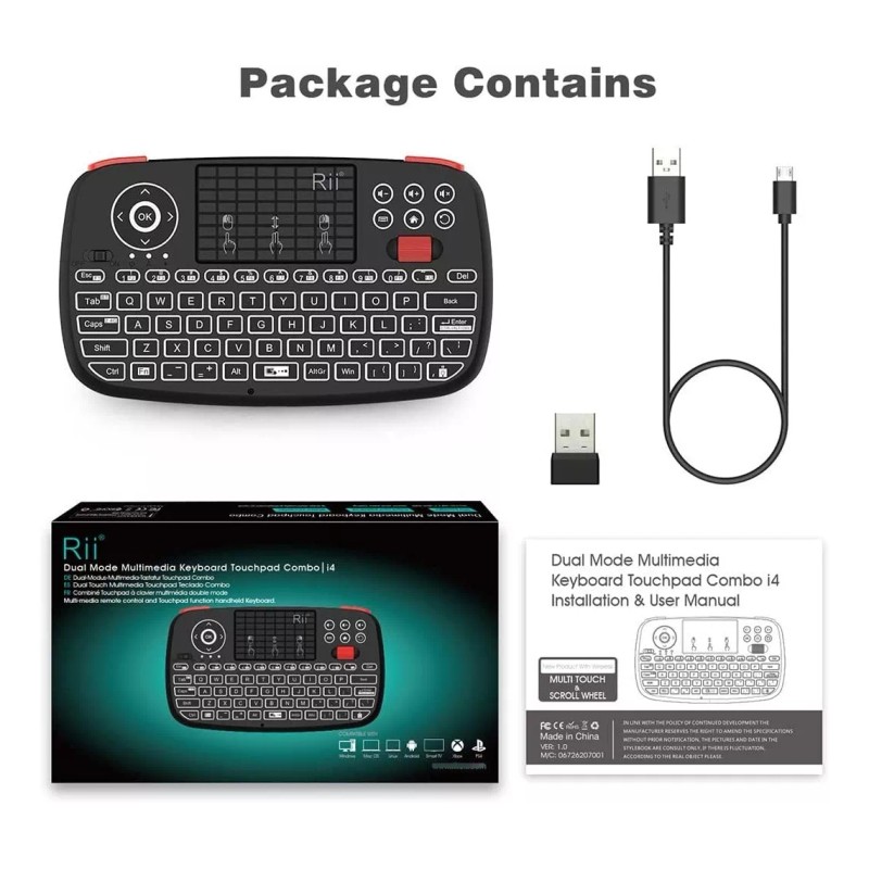 Mini Teclado Riitek I4 Inalámbrico Panel Tácti Multigestos