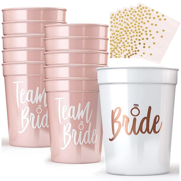 Bachelorette Party Cups 11 Bride and Team Bride Cups, Bride Tribe Cups with 10 Napkins for Team Bride Jga Accessories Women Cups