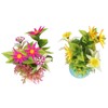 2pcs Artificial Aquarium Plants Silicone Flowers Reusable Resin Pots Fish
