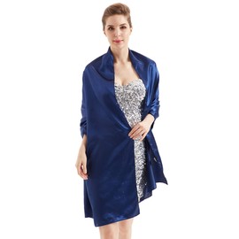Alivila.Y Fashion Womens Satin Soft Long Wrap Scarf Shawl-Navy Blue Satin