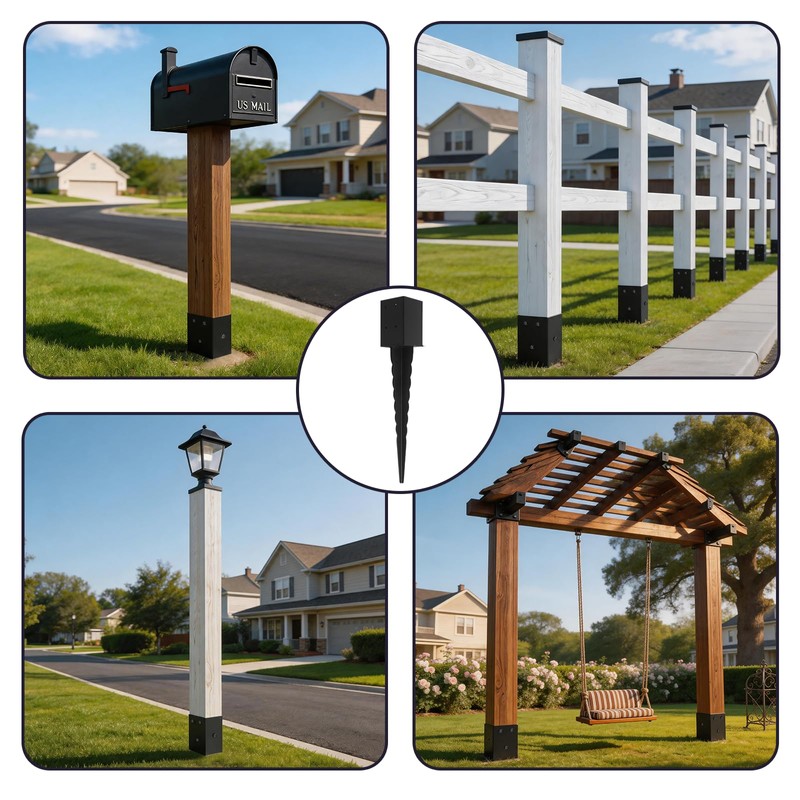 1 Pcs 24" Fence Post Anchor Ground Spike| Black Powder-Coated|