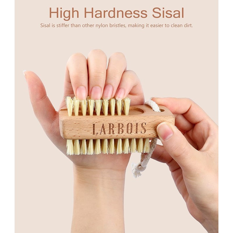 Nail Brush,Larbois Wooden Nail Brushes for Cleaning Nails 2Pack Double