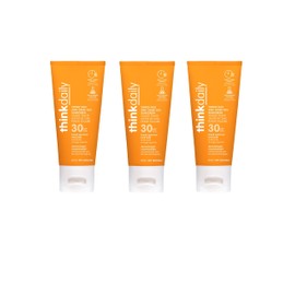 Thinkdaily Tinted Sunscreen for Face, SPF 30, 20% Zinc Oxide, 2 Oz, Safe, Natural, Water Resistant Reef Safe Sunscreen, All Skin Tones, Vegan Broad Spectrum Sun Screen for Sun Protection (59 ml (Pack of 3))