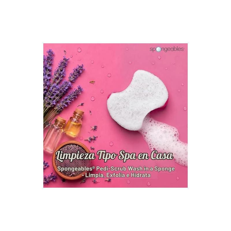 Spongeables Pedi Scrub Foot Buffer 20+ Washes, Lavender Tea Tree