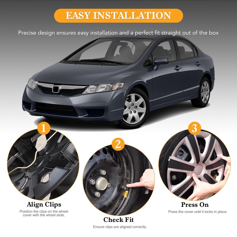 AUTOFREE AUTOFREE 16 Silver Lacquer Hubcaps for 2006-2011 Honda Civic