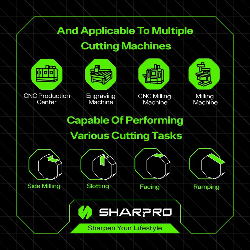 SHAPPRO 5/16 Inch Shank Carbide Square End Mill, 4 Flute