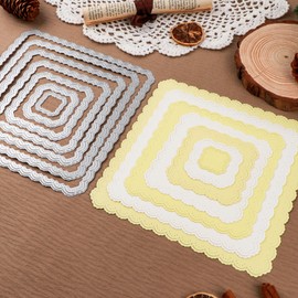 Lace Embossing Square Metal Cutting Dies for Card Making DIY Scrapbooking Nesting Basic Frame Die Cuts for DIY Crafts Paper Crafting Handmade Crafts Arts Supplies Large Size 20 X 20 cm / 7.87" x 7.87"