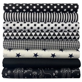 aufodara Pack of 8 Cotton Fabric Sold by the Metre Fabric Package 50 x 50 cm Fabric for Sewing, Patchwork for Quilting DIY Crafts Squares Cotton Cloth (Black)