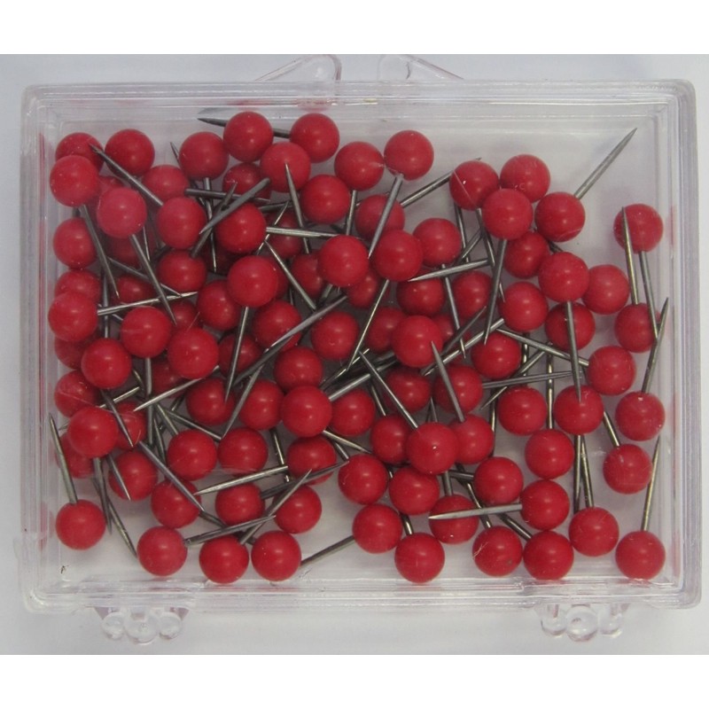 Moore Push-Pin Map Tacks, Red, 100 Tacks per Pack