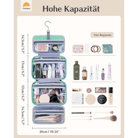 Chakipee Water Resistant Makeup Cosmetic Bag Travel Organizer, Green, M