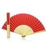 Vruti's Red Paper Foldable Hand Held Bamboo and Wooden Fan