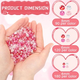 DECYOOL Valentine's Day Beads, 1560Pcs Valentines Acrylic Crystal Beads Loose Spacers Craft Beads for Valentines Bracelet Jewelry Making Supplies, 4mm 6mm 8mm (Pink, Red, White, Rose Red)