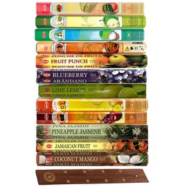 HEM 12 unique Fruity Incense Sticks Variety Pack, with BURLAS incense sticks Holder