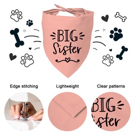 Big Sister Dog Bandana, Dog Bandana, Pet Dog Triangle Scarf, Dog Bandana for Small Medium Large Dogs, Baby Announcement Dog Bandana, Dog Bandana Pet Scarf (Big Sister)