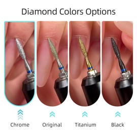 HYTOOS Diamond Nail Drill Bits for Cuticle Removal - 4mm Tapered Medium Chrome Coated Rotary Burr for Dead Skin Cleaning, Professional Russian Manicure Accessories, Fit Electric Nail Drill Machines