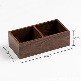WAIT FLY Wooden Sugar Packet Holder Tea Bag Organizer 2 Chamber Sugar Caddy Dispenser for Kitchen-Dark Brown