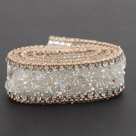 Accessori per la Decorazione del Collare della Cintura del Vestito da di con in Fai da Te da 2,5 Cm (Catena di diamanti con perline d'oro e